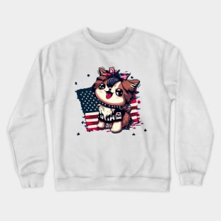 Cute Dog 4th Of July Liberty Lapdog Crewneck Sweatshirt